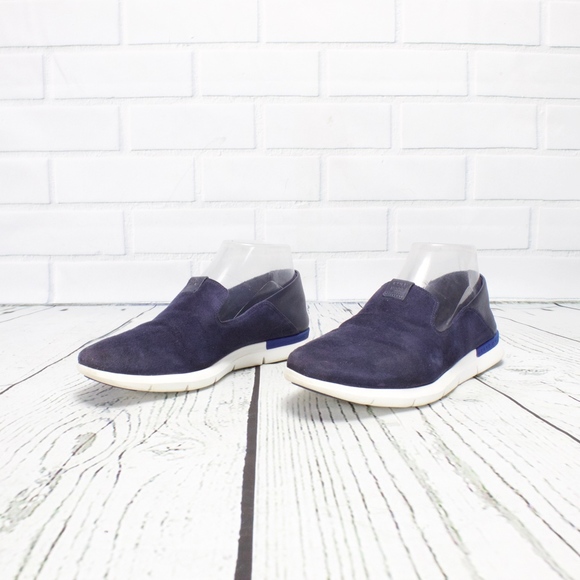 Cole Haan Grand Os Lightweight Blue Suede Loafers - Picture 2 of 8